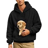 ZGTWHZY Mens Pet Pouch Hoodie With Kangaroo Pockets Dogs Cats Animal Holder Long Sleeve Hooded Pullover Sweatshirt