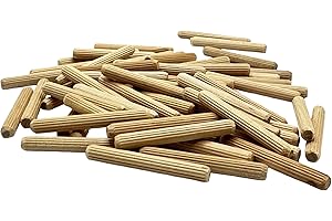 Rhino Wood Industries - 1/4" x 2" - 100 Pack Wooden Dowel Pins - Kiln Dried, Fluted, and Beveled (1/4" x 2", 100pk)