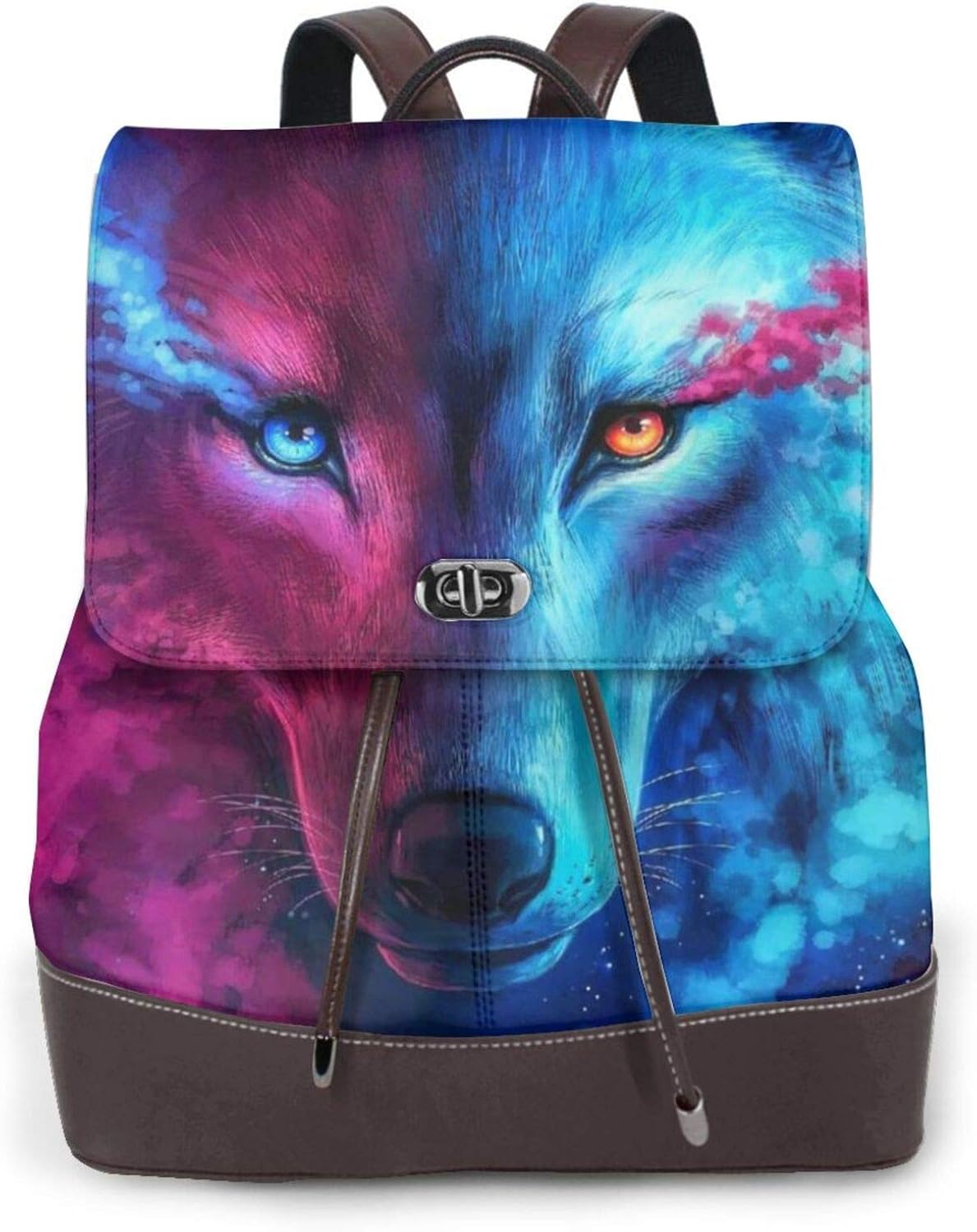 Women'S Leather Backpack, Galaxy Wolf Print Women'S Leather Backpack Amazon.co.uk Shoes & Bags