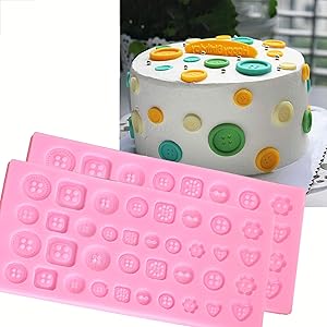HengKe 2 Pcs Many shapes of buttons Silicone Mold, Non-Stick Food Grade Silicone Molds, Chocolate DIY Mold Fondant Sugar,Sugarpaste, Fondants, Candies Craft Chocolate Chip