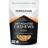 Terrasoul Superfoods Organic Dry-Roasted &amp; Lightly Salted Cashews, 16oz Resealable Pouch - Perfect for Snacking, Baking, and On-the-Go Fuel