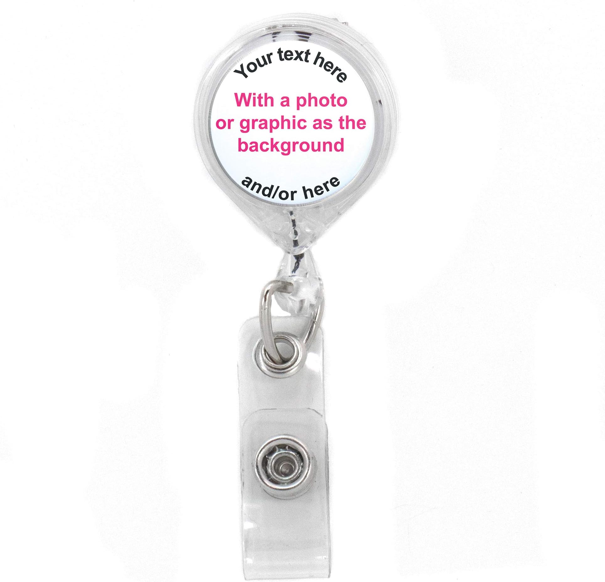 Buttonsmith Custom Retractable Badge Reel - Quantity 1 - Belt Clip and Extra-Long 36 inch Standard Duty Cord - Made in The USA