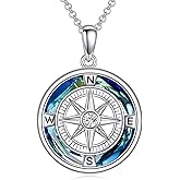 SHINYKEND 925 Sterling Silver Compass Necklace for Women, I'd be Lost without You Compass Crystal Pendant Valentine's Day Birthday Mothers Day Graduation Jewelry Gifts for Her Mom Girlfriend Daughter