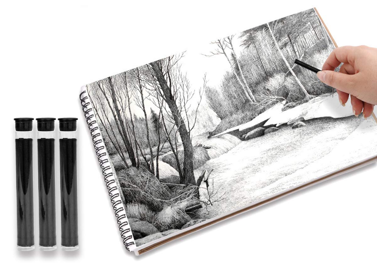 BXT 4MM Lead Refills for Metal Automatic Mechanical Graphite Pencil,3pcs Charcoal Refills in Soft Medium Hard for Draft Drawing, Shading, Crafting, Art Sketching (4mm Refills)