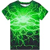 Funnycokid Boys Girls Shirts Graphic T-Shirt Neon Clothes Kids Novelty Youth Short Sleeve Animal Print Tees 4-16 Years