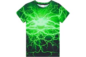 Funnycokid Boys Girls Shirts Graphic T-Shirt Neon Clothes Kids Novelty Youth Short Sleeve Animal Print Tees 4-16 Years