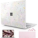 Lepeoac Case for 13.8" Microsoft Surface Laptop 7 13.8 Windows 11 PC 2024 (Model 2036), Hard Shell Cover with Keyboard Cover + Screen Protector + Dust Plug, Bow Knots