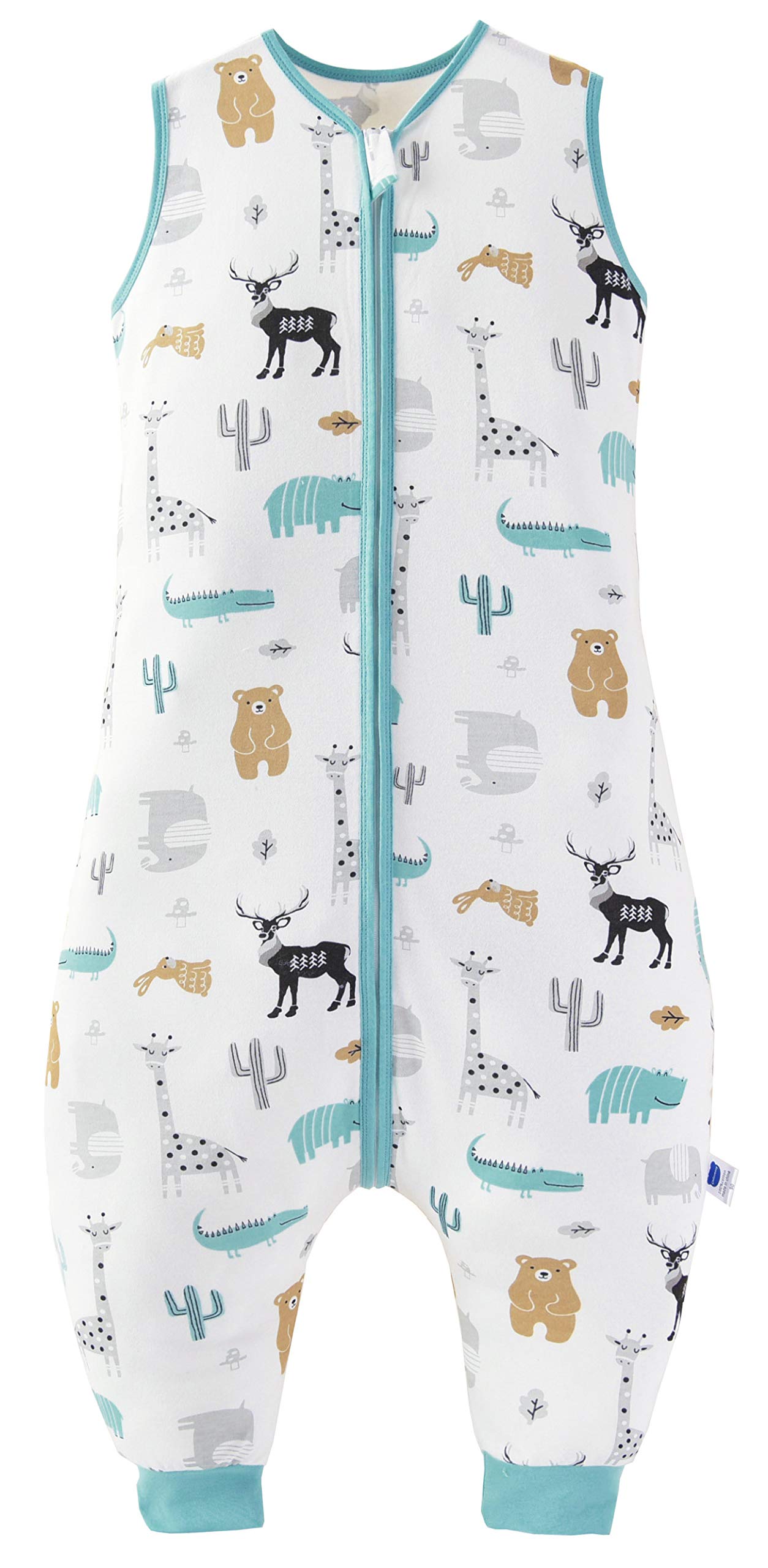 Chilsuessy Baby Sleeping Bag with Feet Summer Baby Sleeping Bag 100% Cotton 0.5 Tog Summer Kid Sleeping Bag with Feet for Infant Toddler sleeveless, Wildlife park, 70cm/6-18 Months