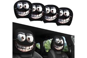 4PCS Funny Head Rest Cover for Car, Cute Funny Cartoon Eyes Car Headrest Covers, Car Seat Head Rest Protector for Auto Front 