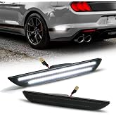 DouMmantn LED Side Marker Lights Compatible with Mustang 2015 2016 2017 2018 2019 2020 2021 2022 2023, White Bumper Marker Lamp for Mustang GT, Rear Fender Light, Parking Lamps, Smoked Len, 2PCS