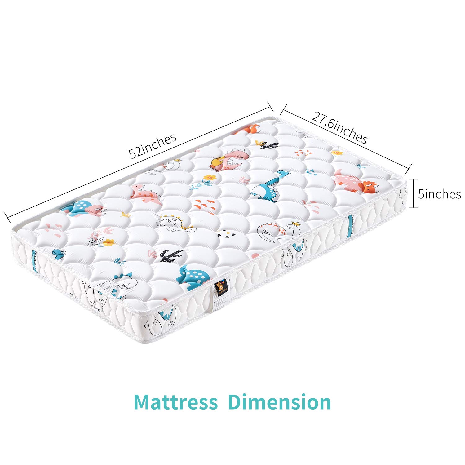 Bubble bear Premium Foam Hypoallergenic Infant Crib Mattress and Toddler Bed Mattress (Comfortable/Non-Toxic) | Funny Dinosaurs World | Size:52X27.6X5 : Baby