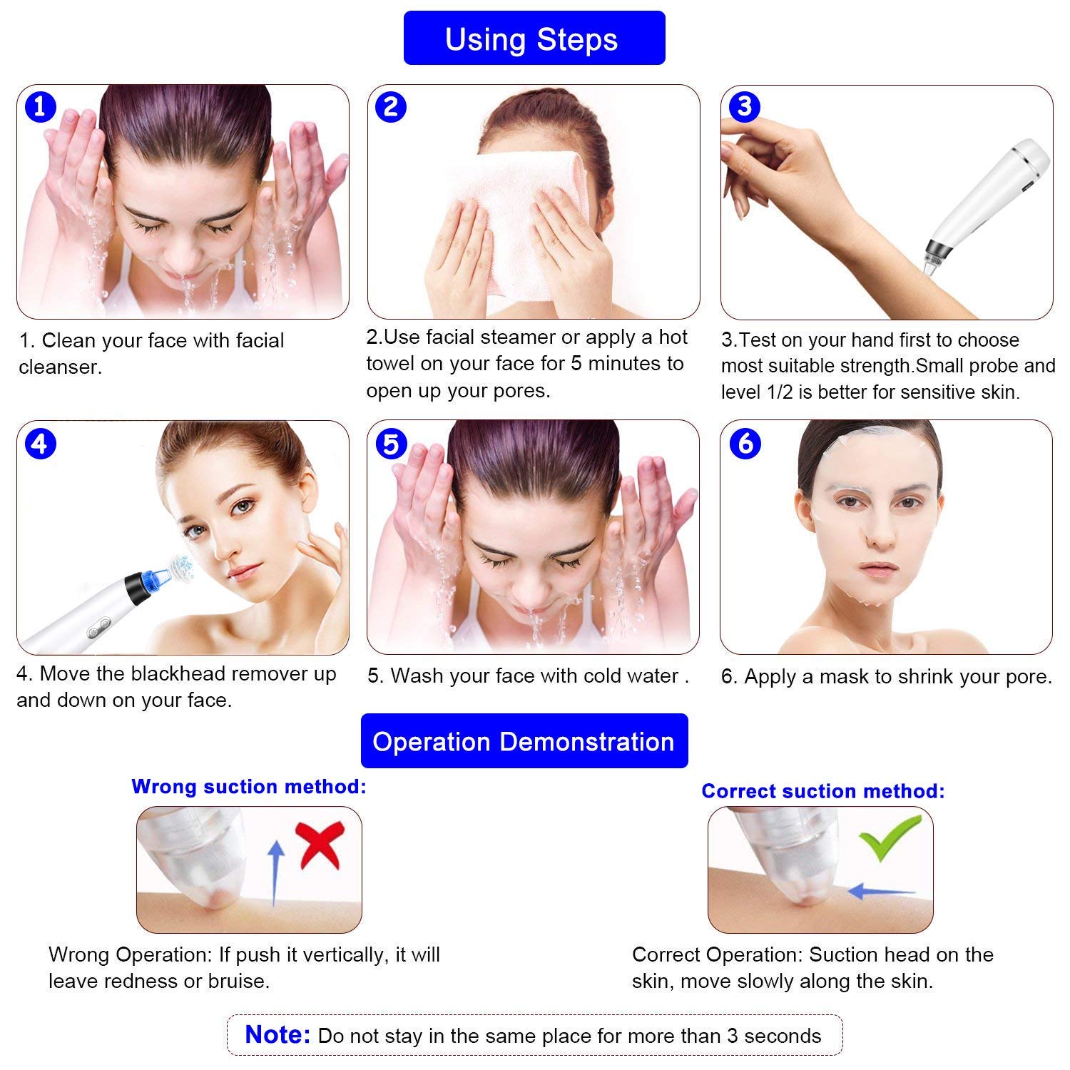 ZCPlus Blackhead Remover Skin Facial Vacuum Pore Cleaner Acne Comedone Extractor USB Rechargeable Pore Sucker Acne Extractor Tool for Beauty Travel Business Trip Gift Man and Women