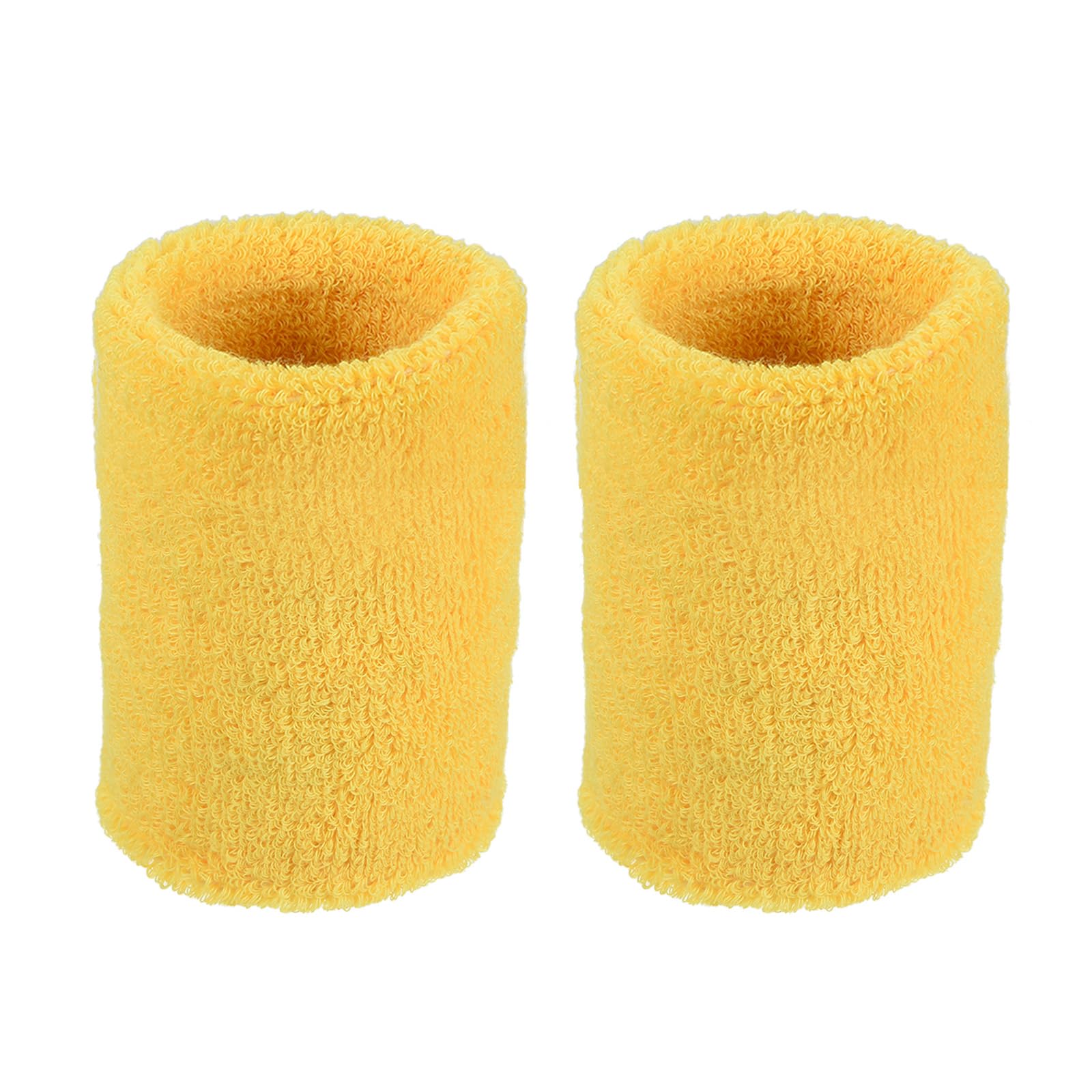 M METERXITY 2 Pack Wrist Brace - Elastic Air-Permeable Cotton Terry Cloth Sweatband, Apply to Tennis/Basketball/Running (8x8cm, Yellow)