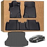 Floor Mats for 2012-2015 Honda Civic & Civic Si Only Sedan (Not for Coupe), TPE Waterproof Non-Slip All-Weather Protection Custom Fit (Floor Mats & Cargo Liner)