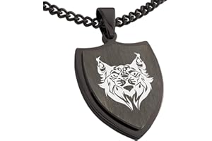 Tioneer Stainless Steel Tribal Lynx Shield Pendant Necklace