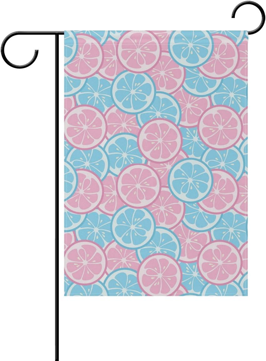 Pink Blue Citrus Double-Sided Polyester Garden Home Flag Banner for Party Home Outdoor Decor 12x18 inch