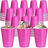 cssopenss 120 pcs 16 oz Pink plastic cups Valentines Day plastic Disposable Cups pink Party Cups for drinking Tastings served Snacks Barbecues Picnics