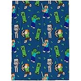 Jay Franco Plush Throw Blanket – 46" x 60" Inches Kids Hero Soft & Cozy Fleece Throw for Bedroom & Couch Décor, Official Licensed Product, Multi - Minecraft