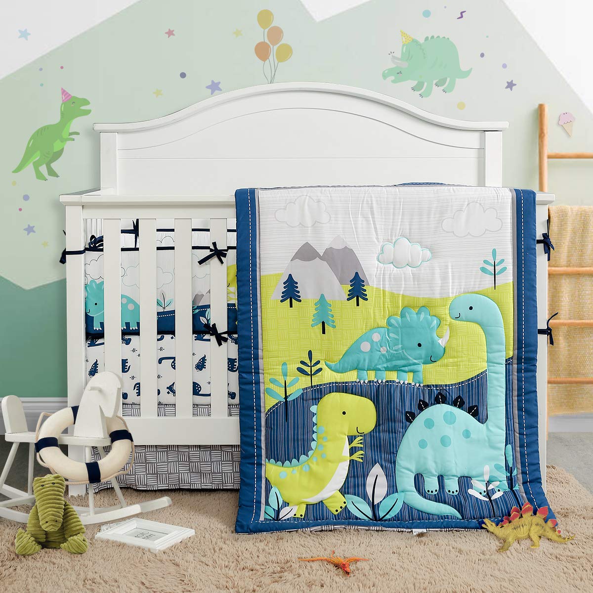 girl dinosaur crib bedding