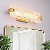 Osimir Brushe Gold Bathroom Vanity Light, 16.5 Inch 10W Dimmable LED Bathroom Light Fixture Over Mirror, Modern Crystal Bar B