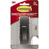 Command Large Modern Reflections Metal Hook, 5 lb, Oil Rubbed Bronze | 1 Wall Hook with 2 Command Strips, Damage-Free Hanging Hooks for Hanging Decorations in Living Spaces
