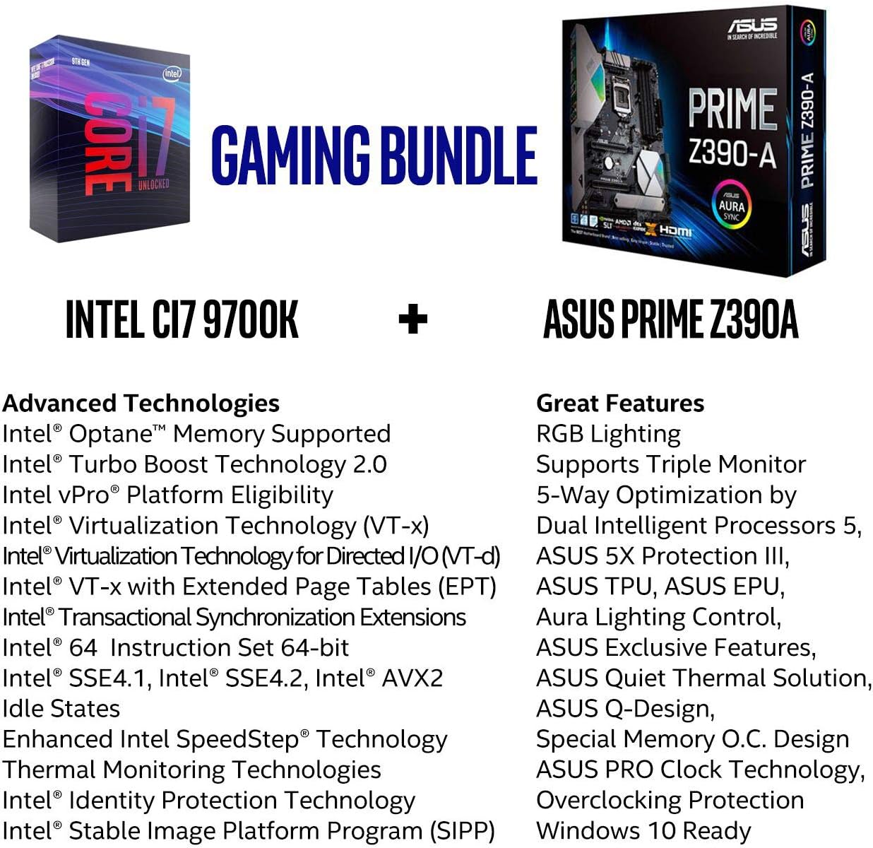Micro Center Intel Core I7 9700k Procesador De Sobremesa De 8 Nucleos Hasta 4 9 Ghz Turbo Desbloqueado Lga1151 Serie 300 95w Con Placa Base Asus Prime Z390 A Atx Ddr4 Dp Hdmi M 2 Usb