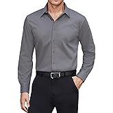 J.VER Men's Dress Shirts Stretch Stain Shield Long Sleeve Solid Formal Shirt Business Casual Button Down Shirts