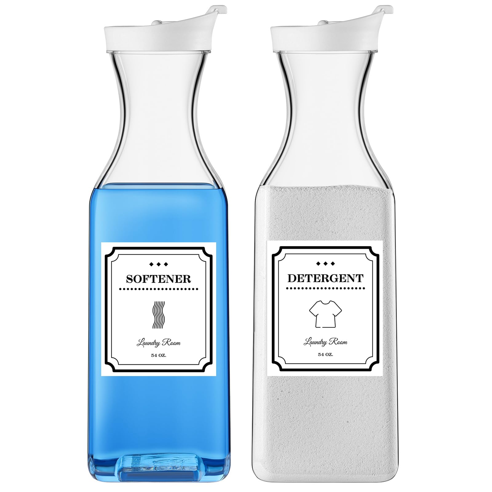 Photo 1 of Laundry Detergent Dispenser,54oz Fabric Softener Dispenser,Plastic Liquid Laundry Detergent Container,Laundry Detergent Organizer for Laundry Room Organization with 4 Labels,2 Pack