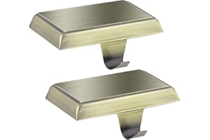 Fovths 2 Pack Christmas Stocking Holders for Mantle Christmas Stocking Holder for Fireplace Stocking Hooks for Mantle Weighted Stocking Hangers with Protective Pad for Xmas Party Decorations (Bronze)