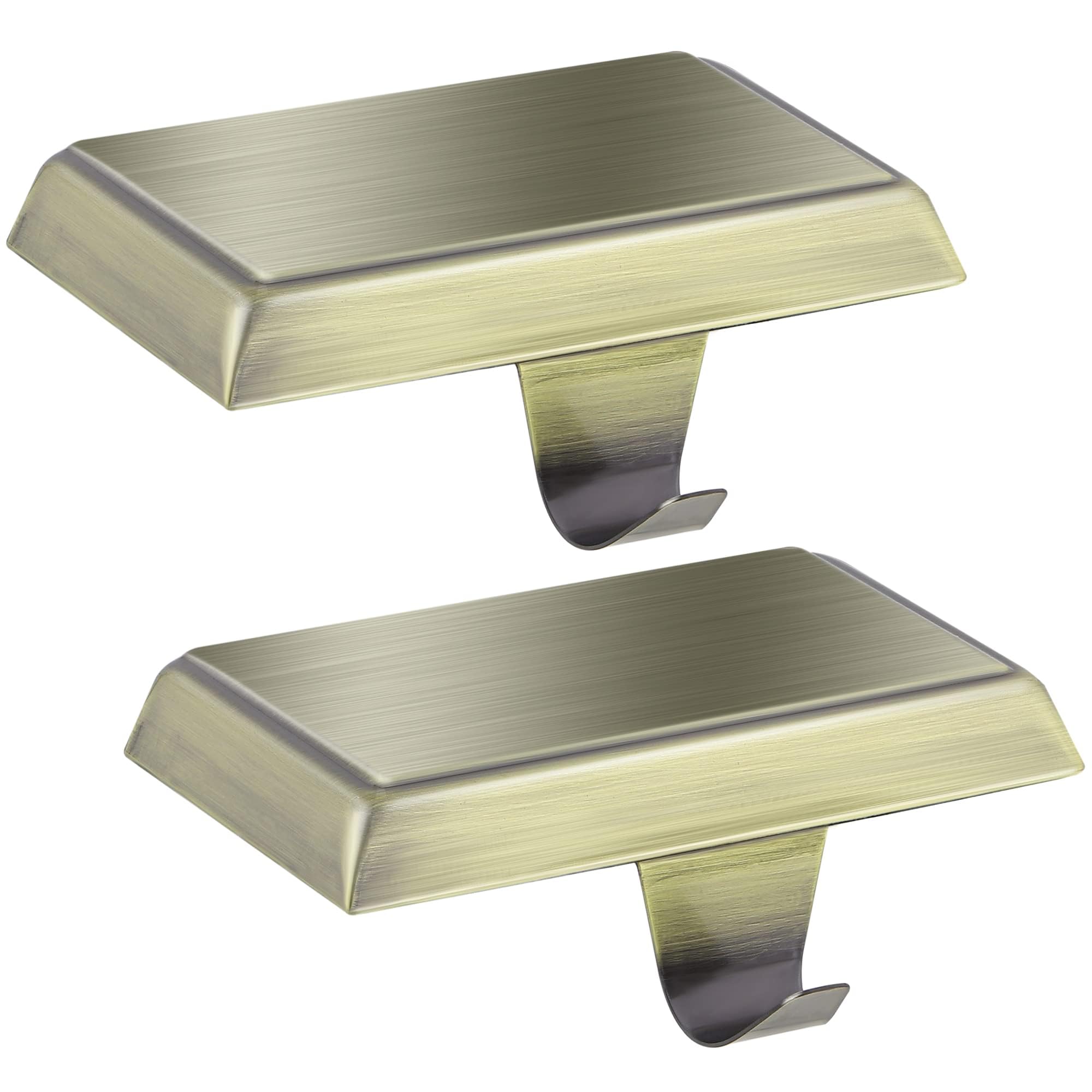 Photo 1 of Fovths 2 Pack Christmas Stocking Holders for Mantle Christmas Stocking Holder for Fireplace Stocking Hooks for Mantle Weighted Stocking Hangers with Protective Pad for Xmas Party Decorations (Bronze)