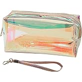 INVODA Holographic Makeup Bag Glitter Iridescent Clutch Bag Mini Cute Cosmetic Bag for Women, Portable Waterproof Clear Handbag for Travel Toiletry Tools Cosmetic Organizer Bag (Style 3)