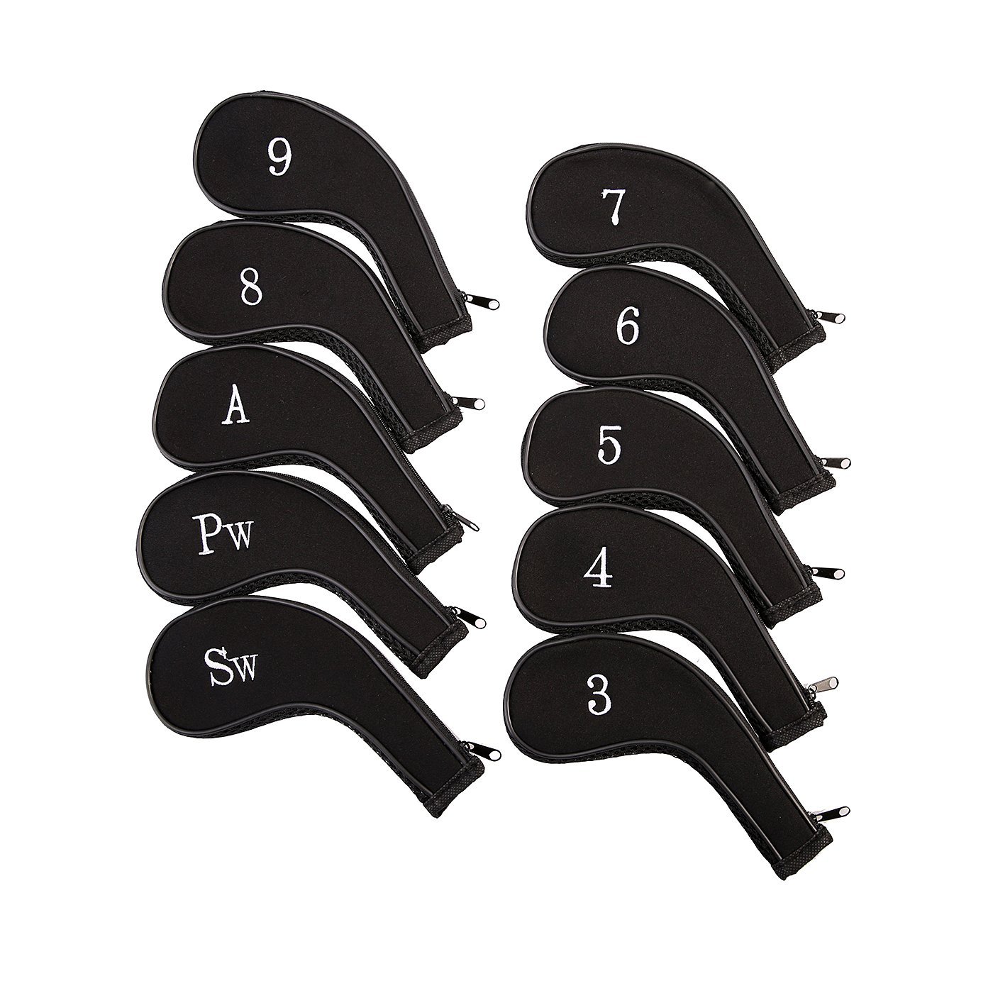 HDE Neoprene Zippered Golf Club Iron Covers Set of 10