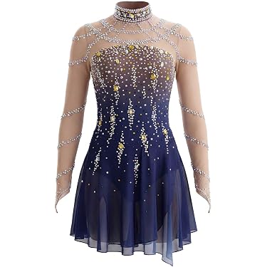 ladies ice skating dresses Amazon Best Sellers: Best Women's color_name:Navy
