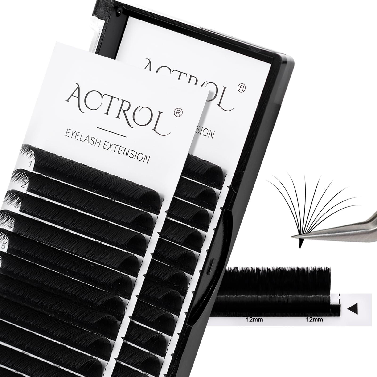 ACTROL Easy Fan Lashes 0.07 C Curl 18mm Eyelash Extensions Tray, Self Fanning Volume Lashes, Faux Mink, Professional Salon Use
