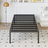 Yicensen 14 Inch Twin XL Bed Frame Heavy Duty Metal Platform Bed Frame Twin XL with Rounded Corner Legs, Noise Free, Easy Assembly, No Box Spring Needed, Black.