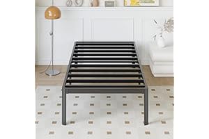 Yicensen 14 Inch Twin XL Bed Frame Heavy Duty Metal Platform Bed Frame Twin XL with Rounded Corner Legs, Noise Free, Easy Assembly, No Box Spring Needed, Black.