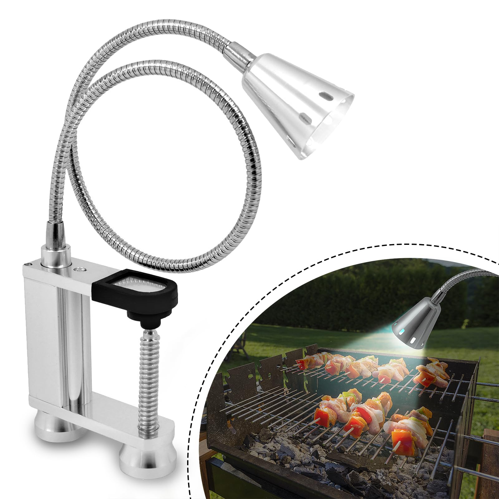 RUNQIN OUTDOOR Grill Light, Magnetic 360° Flexible Grill Lamp Grill Lighting LED Accessories Adjustable Outdoor Magnetic BBQ Light Set Outdoor Grill Lights BBQ Accessories Work Lamp Outdoor Hardscape