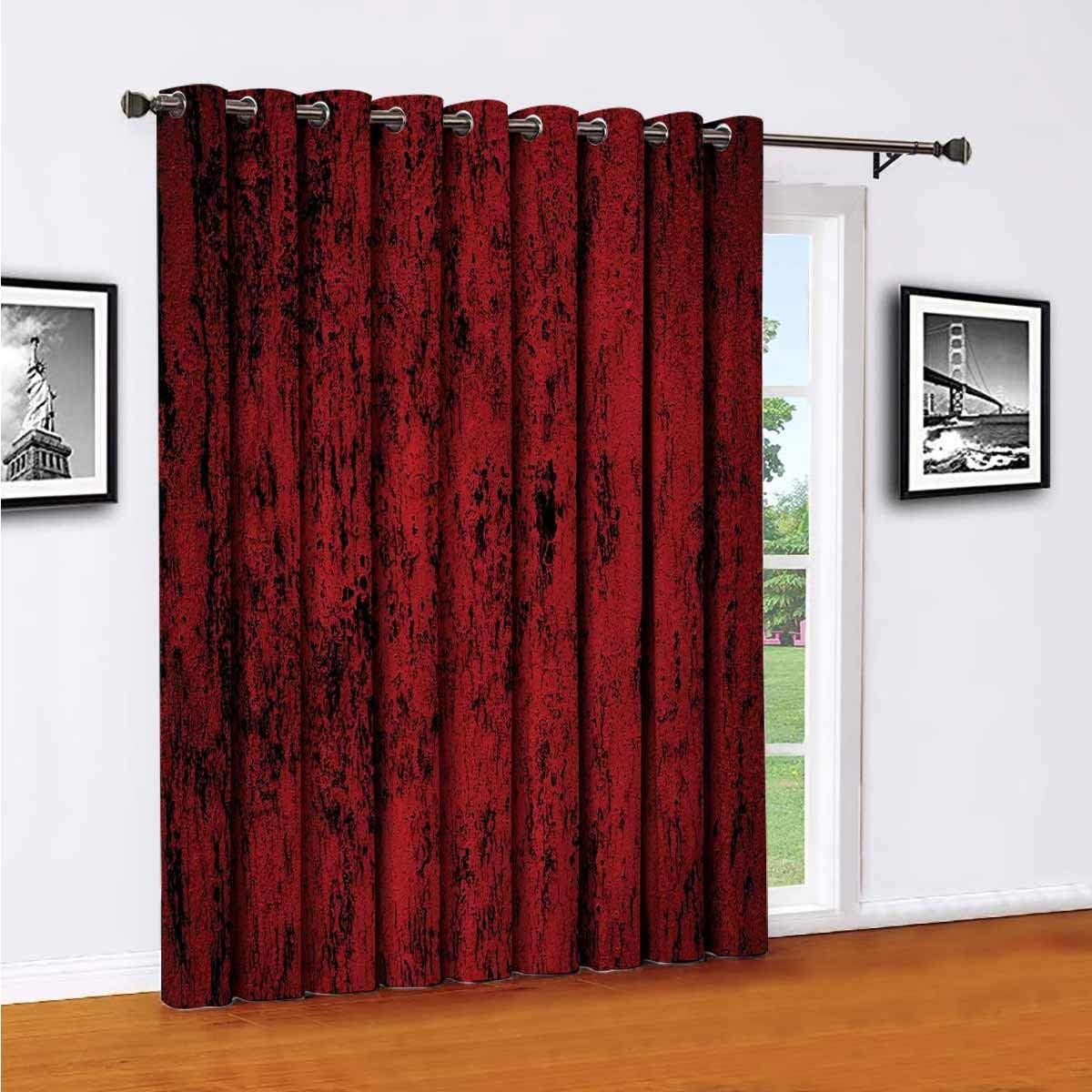 Red and Black Pillow Sham Polyester Blackout Curtains,Artistic Abstract
