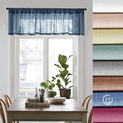 Amazon Com Jinchan Navy Blue Sheer Curtain Valances For Living