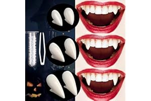 VOVEA Vampire Teeth Fangs, Halloween Vampire Accessories Realistic Vampire Fangs 3 Pairs 3 Sizes with Adhesive, Halloween Fake Teeth Cosplay Vampire Costume for Woman Men Halloween Party Favors