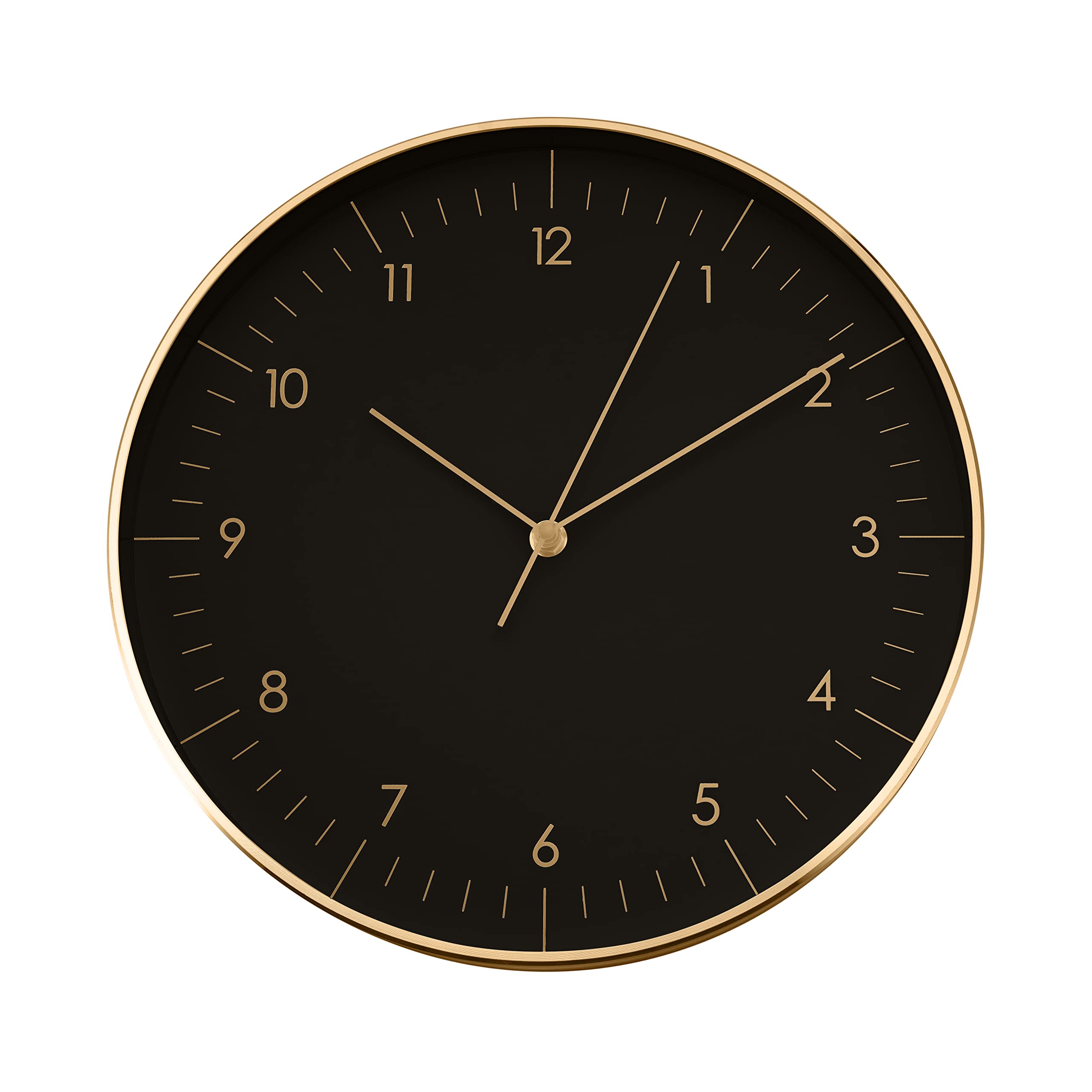 LUUK LIFESTYLE Modern silent wall clock non ticking (31cm / 12-in), Aesthetic design, Gift for new home, Wall Decor kitchen, Living room, Bedroom, Hallway, Office, School, Bathroom in Black and Gold