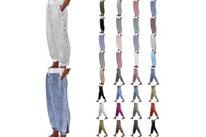 ZRBYWB Striped Linen Capri Pants Women Side Button Elastic Waist Gauze Pants Lightweight Summer Beach Cropped Trousers 2025