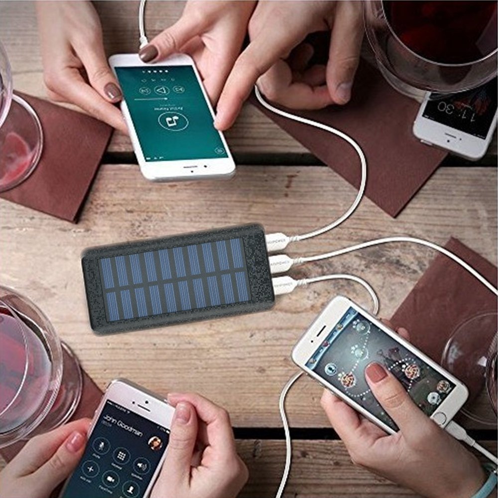 Portable Charger Solar Charger Power Bank 24000mah High Capacity 3 USB