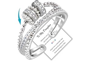 EACHSTYLE Fidget Ring Women, Sterling Silver Rings Women, Anxiety Ring, Spinner Ring, Fidget Rings, Anxiety Rings, Daughter Ring, Birthday Christmas Thanksgiving Gifts for Daughter Women Girls