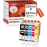 280XXL 281XXL Ink Cartridges Replacement for Canon 280 281 Ink Cartridges PGI-280XXL CLI-281XXL for TR8620a TR8520 TR8620 TR8600 TR7520 TS6120 TS6220 TS9120 TS6320 TS9520 (5 Pack)