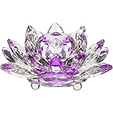 Amlong Crystal Hue Reflection Crystal Lotus Flower with Gift Box, Purple, 5 Inch