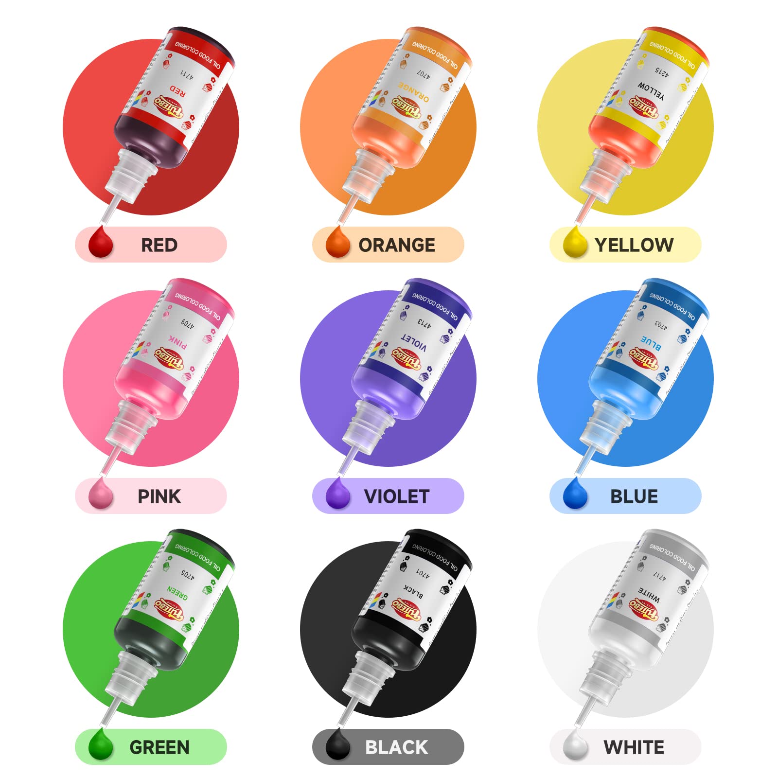 Oil Based Food Coloring For Chocolate: 9 Colors Oil Food Dye Coloring