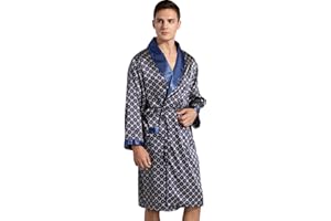 Haseil Men's Satin Robe Dragon Luxurious Silk Spa Long Sleeve House Kimono Bathrobe