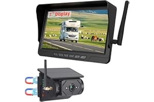 Magnetic Solar Wireless Backup Camera 7 inch Monitor DVR Looping HD 1080P 9600Amh Rechargeable Suitable for Truck Trailer Sem