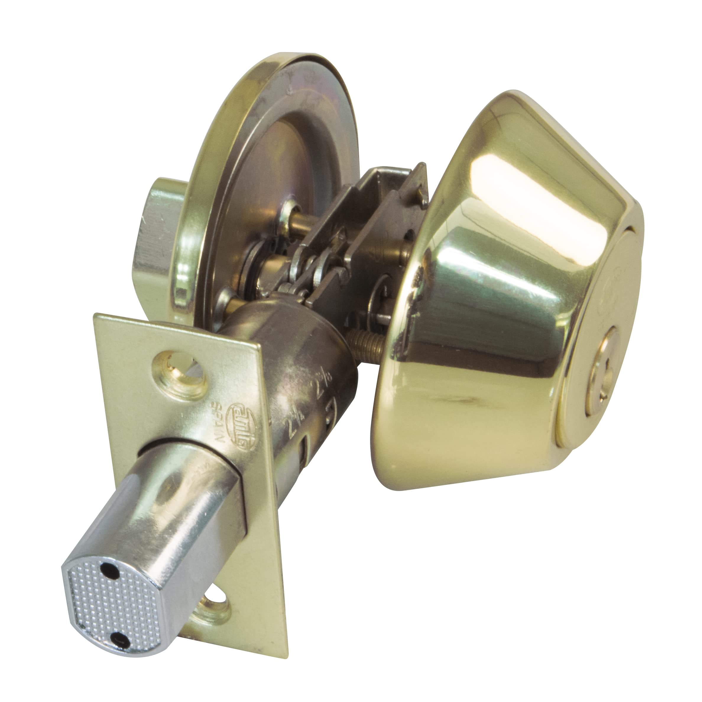 Amig - Rosette Lock with Outer Key and Allen Key Model 1550 | Diameter 65 mm | Maximum Door Thickness: 45 mm | Safety Pin Against Sawing | Painted Brass Steel